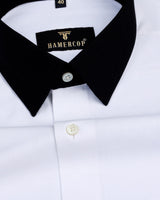 White Oxford With Black Cuff Collar Formal Cotton Shirt