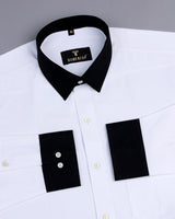 White Oxford With Black Cuff Collar Formal Cotton Shirt