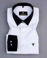 White Oxford With Black Cuff Collar Formal Cotton Shirt