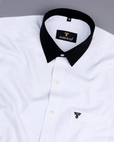 White Oxford With Black Cuff Collar Formal Cotton Shirt
