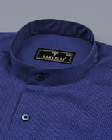 NavyBlue Diamond Pattern Dobby Cotton Solid Shirt