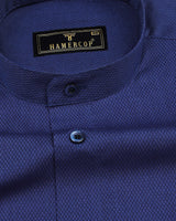 NavyBlue Diamond Pattern Dobby Cotton Solid Shirt
