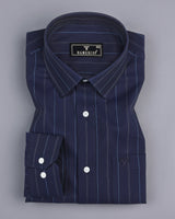 Arebian Blue Dobby Self Stripe Formal Cotton Shirt