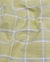 Wrefal Pista Green Check Linen Cotton Formal Shirt