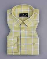Wrefal Pista Green Check Linen Cotton Formal Shirt