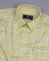 Wrefal Pista Green Check Linen Cotton Formal Shirt