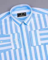 Ceniza SkyBlue With White Broad Stripe Oxford Cotton Shirt