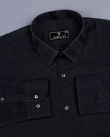 Black Weft Stripe With White Dotted Premium Dobby Cotton Shirt