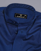 Glisten Blue Dobby Textured Cotton Shirt
