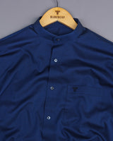 Glisten Blue Dobby Textured Cotton Shirt