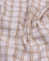 Tortilla Brown With Dusty White Check Cotton Shirt Style Kurta