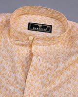 Wilson Orange Leaf Printed Amsler Linen Cotton Shirt