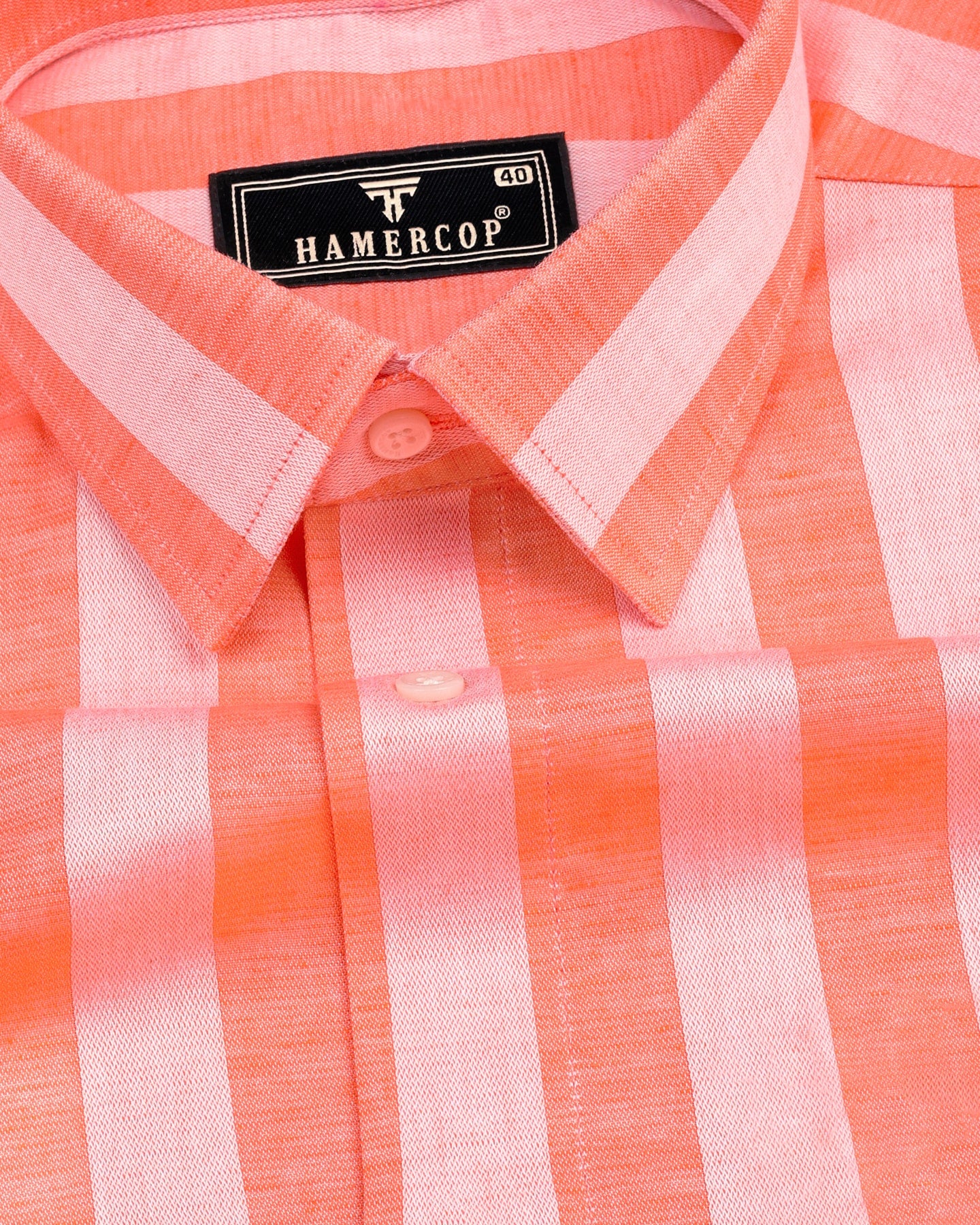 Eclate Orange With White Stripe Linen Cotton Shirt – hamercopglobal