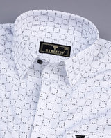 Rewa Gray With White Printed Amsler Linen Cotton Shirt