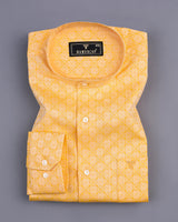 Pastel Yellow Jacquard Pattern Dobby Cotton Shirt