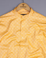 Pastel Yellow Jacquard Pattern Dobby Cotton Shirt