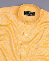 Pastel Yellow Jacquard Pattern Dobby Cotton Shirt