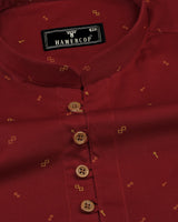 Crimson Red With Arrow Printed Cotton Shirt Style Kurta