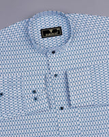 Blue With Yellow Diamond Shape Printed Cotton Shirt