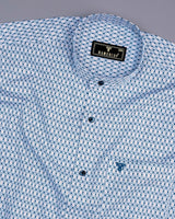 Blue With Yellow Diamond Shape Printed Cotton Shirt