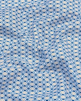 Blue With Yellow Diamond Shape Printed Cotton Shirt
