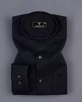 Deep Black Dobby Texture Solid Premium Cotton Shirt