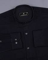 Deep Black Dobby Texture Solid Premium Cotton Shirt