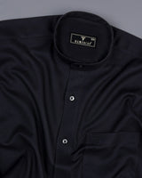 Deep Black Dobby Texture Solid Premium Cotton Shirt