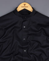 Deep Black Dobby Texture Solid Premium Cotton Shirt