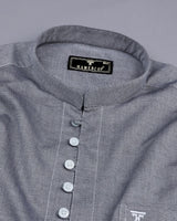 Arsenic Black Dobby Textured Cotton Shirt Style Kurta