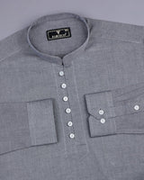 Arsenic Black Dobby Textured Cotton Shirt Style Kurta