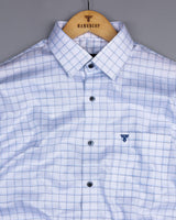 Odeta Blue With White Twill Check Premium Giza Shirt