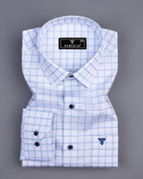 Odeta Blue With White Twill Check Premium Giza Shirt