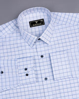 Odeta Blue With White Twill Check Premium Giza Shirt