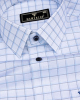 Odeta Blue With White Twill Check Premium Giza Shirt