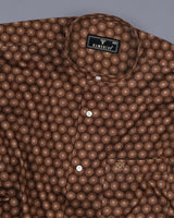 Sepon Brown Sand Suzani Printed Cotton Shirt