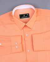 Hilton Orange Self Weft Stripe Dobby Cotton Designer Shirt