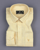 Spello Yellow With Gray Check Amsler Linen Cotton Shirt