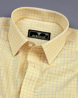 Spello Yellow With Gray Check Amsler Linen Cotton Shirt