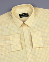 Spello Yellow With Gray Check Amsler Linen Cotton Shirt