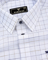 Octet Mustard With Blue Check White Amsler Linen Shirt