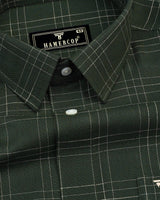 Reston Green With Cream Linen Cotton Check Shirt