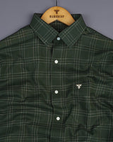 Reston Green With Cream Linen Cotton Check Shirt