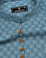 Gray Passion Flower Printed Dobby Cotton Shirt Style Kurta