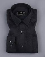 Midnight Black Soft Touch Satin Designer Tuxedo Shirt