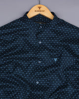 Navyblue With Skyblue Small Paisley Printed Dobby Cotton Shirt