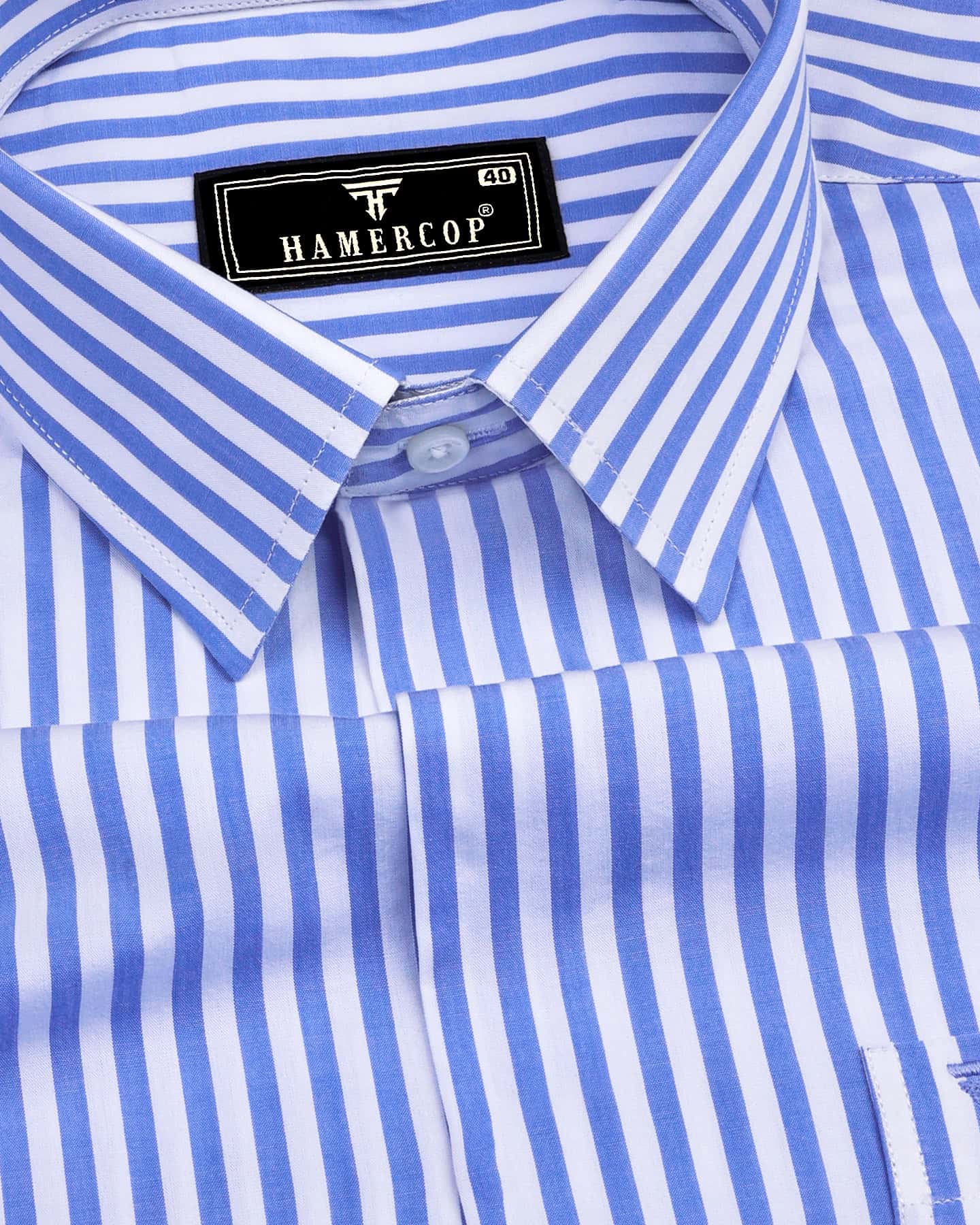 Arctic Blue With White Stripe Formal Cotton Shirt  hamercopglobal
