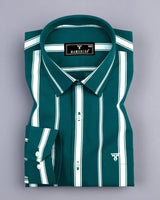 Peacock Green With White Stripe Formal Cotton Shirt