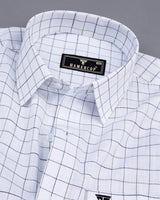Medora Blue With Mustard Check White Linen Formal Cotton Shirt
