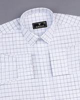 Medora Blue With Mustard Check White Linen Formal Cotton Shirt